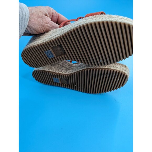 Eileen Fisher Wanda Strappy Leather Wedge Sandals Espadrille Orange $195 NEW - Picture 7 of 7